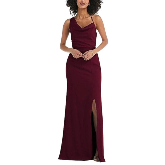 NEW After Six Women’s Plus Size 20 Dark Burgundy Crepe 1 Shoulder Formal Dress - Picture 1 of 6